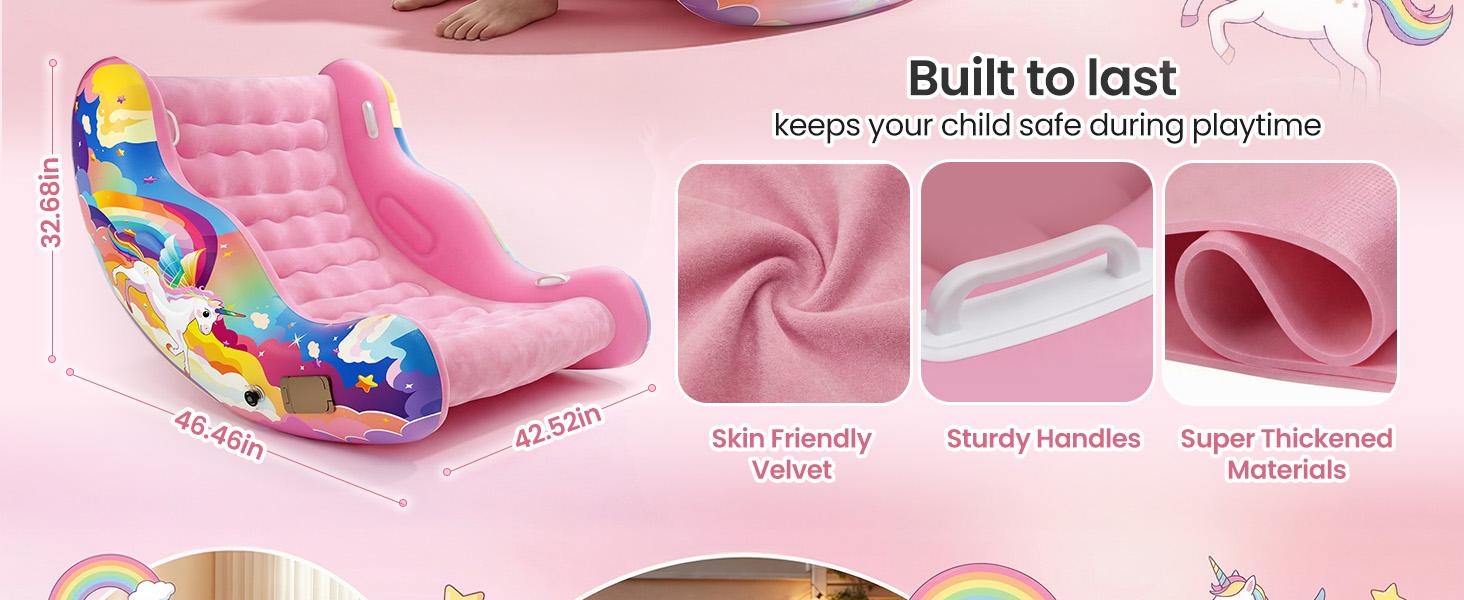 Crakrora Rocking Sensory Chair for Kids Baby Inflatable Air Cloud Rocker Sofa for Autism ADHD Toddlers 3-8 Years Gifts Premium PVC Leak-Proof Portable Inflation Self-Soothing Motor Skills Training