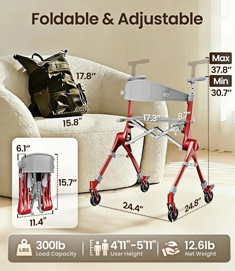 VOCIC Z35 PackGo Foldable Lightweight Rollator Walker