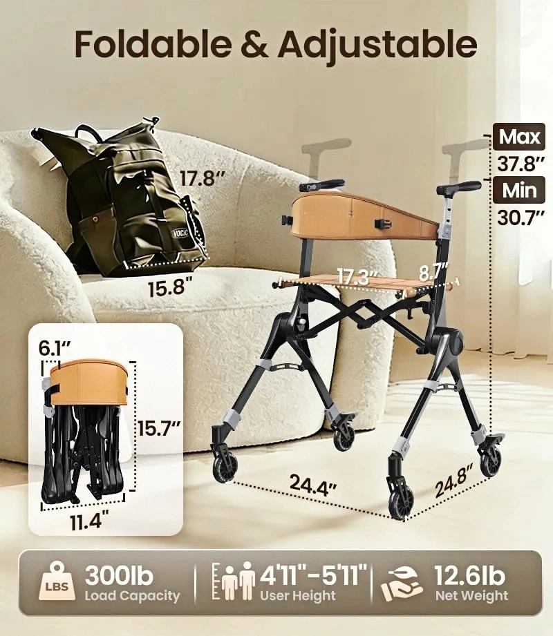 VOCIC Z35 PackGo Foldable Lightweight Rollator Walker