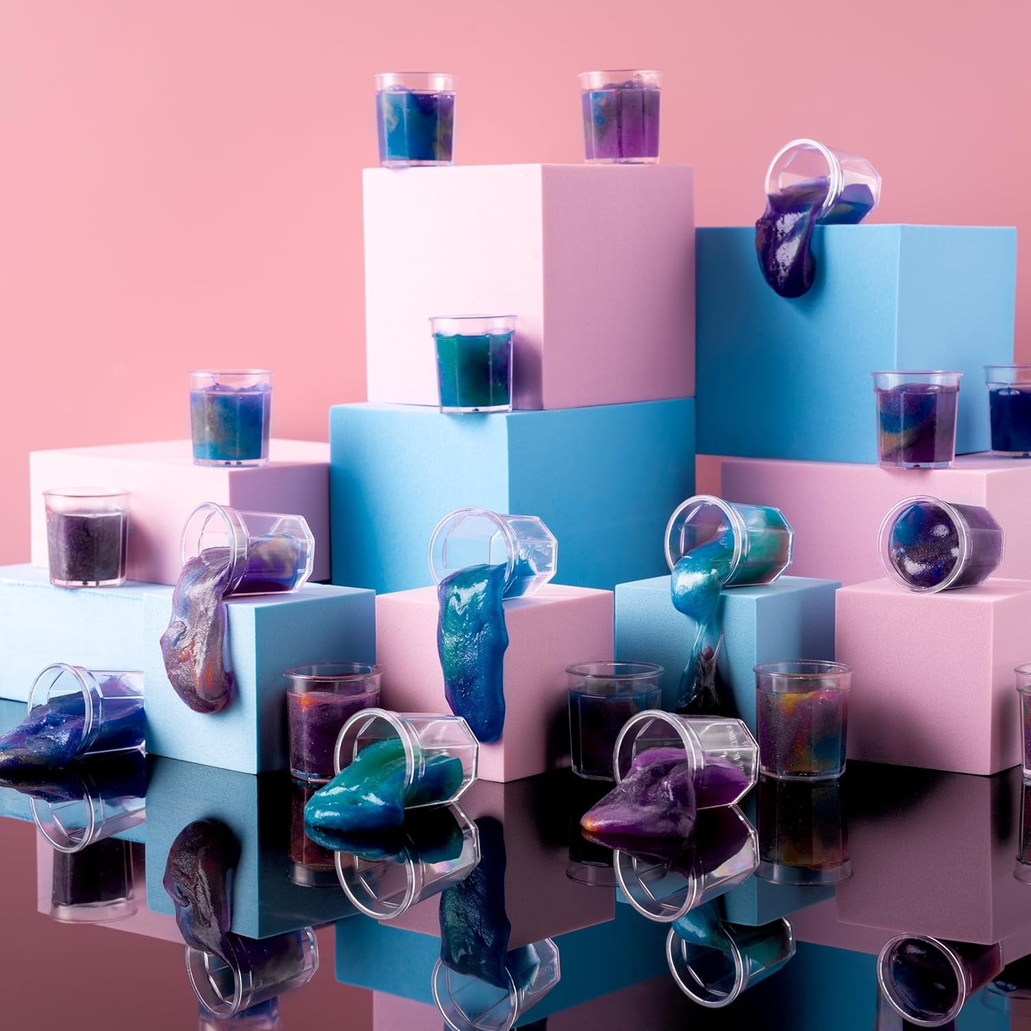 30 Packs Valentines Galaxy Slime With Cards for Kids, Stress Relief Fidget Toy for Kids Valentines Class Exchange Cards, Valentines Party Favors