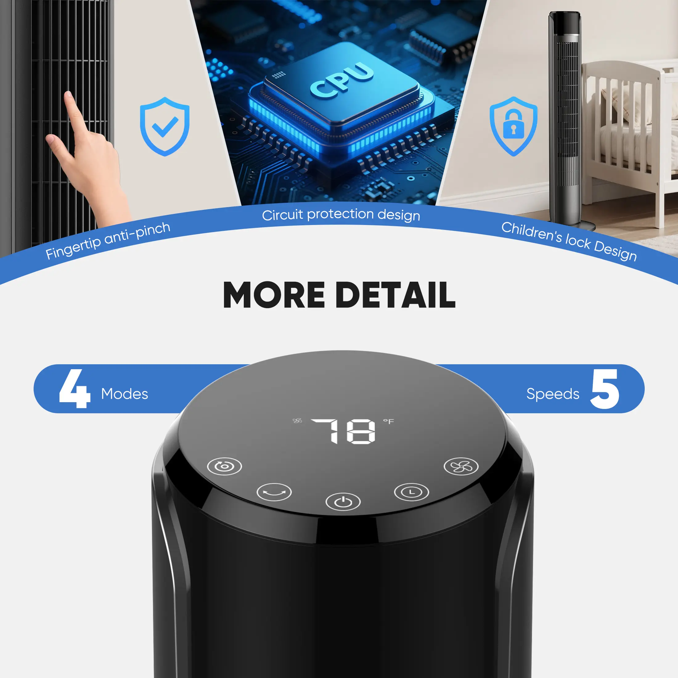 🔥Summer Sale 45% OFF🔥Silent Bladeless Tower Fan | 28dB Quiet Standing Fan for Bedroom