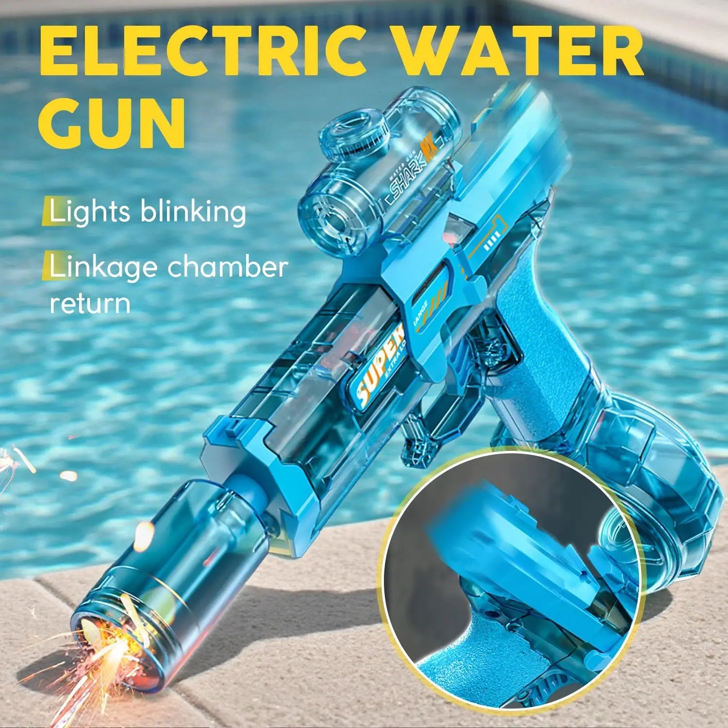 Ultimate Battle Electric Water Gun – Automatic, Glowing Muzzle, 320ml, 32ft Range – Outdoor Toy for Adults & Kids