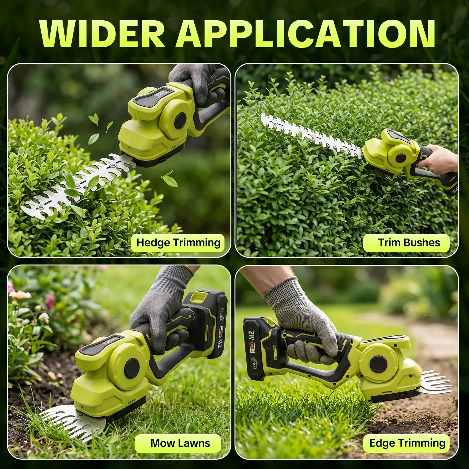 2-in-1 Cordless Grass Shear & Shrub Trimmer - Handheld Electric Hedge Trimmer with 2x 21V Batteries 🌿✂️