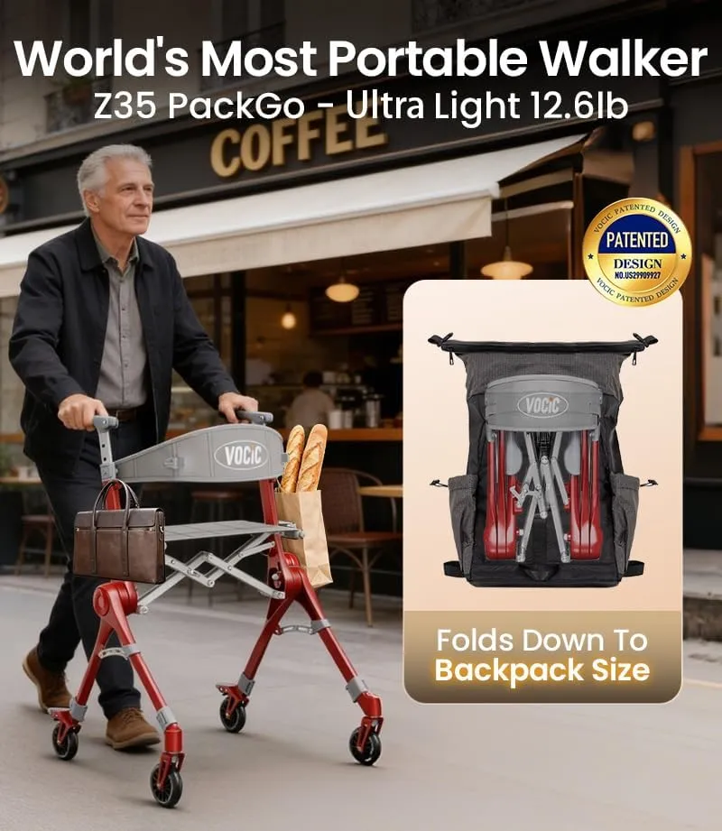VOCIC Z35 PackGo Foldable Lightweight Rollator Walker