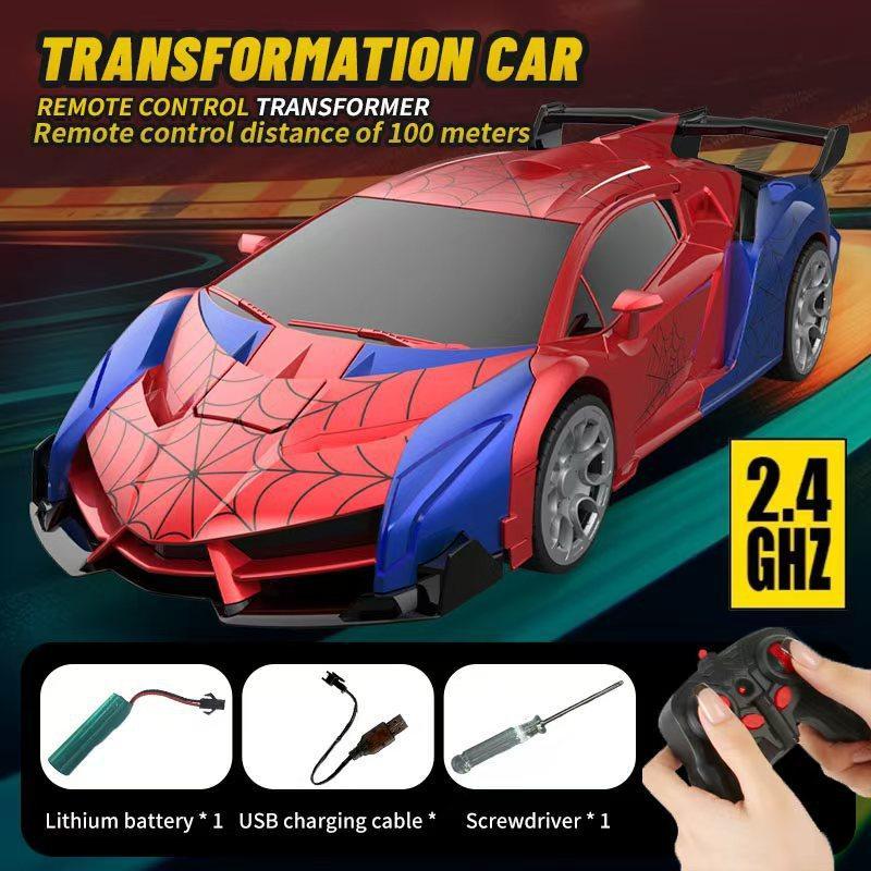 Transforming Easter Remote Control Car for Boys Ages 3-15, 2.4Ghz Remote Control, 1:18 Scale Robot Transformation, 360° Rotation, Rechargeable Battery Included, High-Quality ABS Plastic Gift Set, Black Friday, Christmas