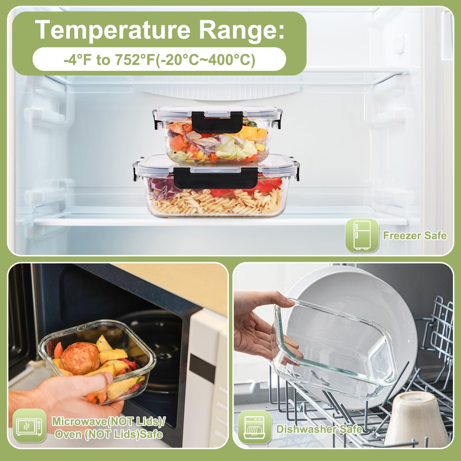 Glass Storage Set - 10 Piece Leakproof Meal Prep Kit ✨🥗
