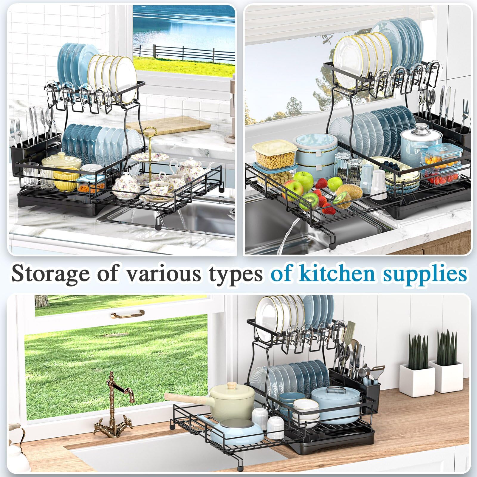 2-Tier Extendable Dish Drying Rack - Anti-Rust Pro Series 