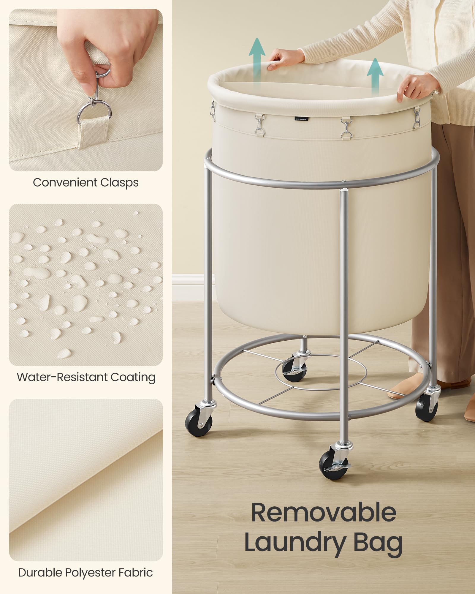 Heavy-Duty Rolling Laundry Basket | Extra Large Storage Cart (70-240)L🧺💨