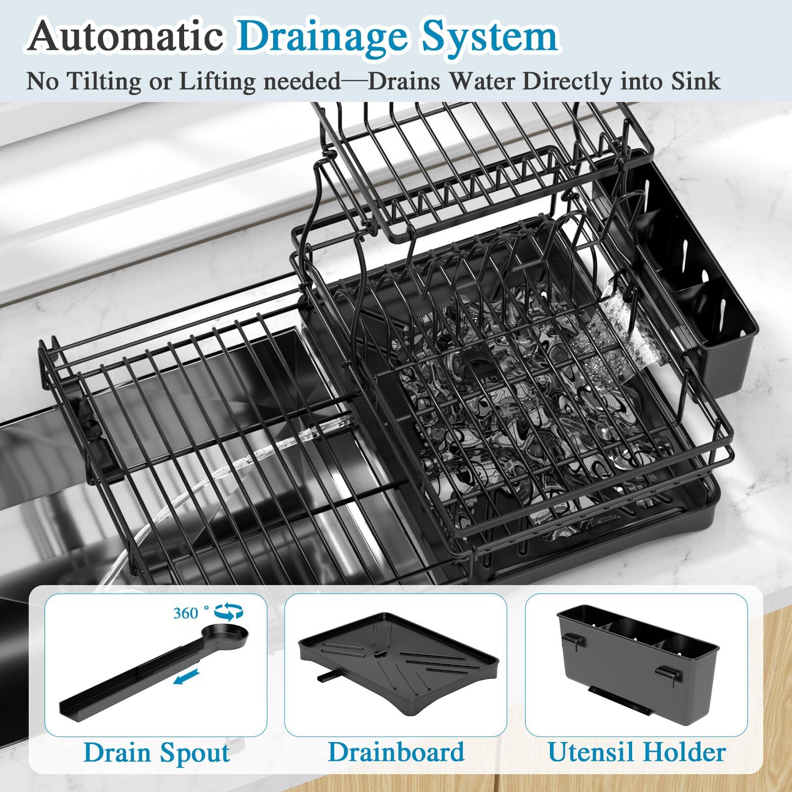 2-Tier Extendable Dish Drying Rack - Anti-Rust Pro Series 