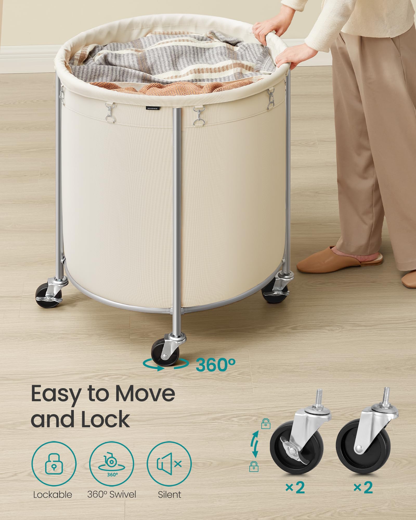 Heavy-Duty Rolling Laundry Basket | Extra Large Storage Cart (70-240)L🧺💨
