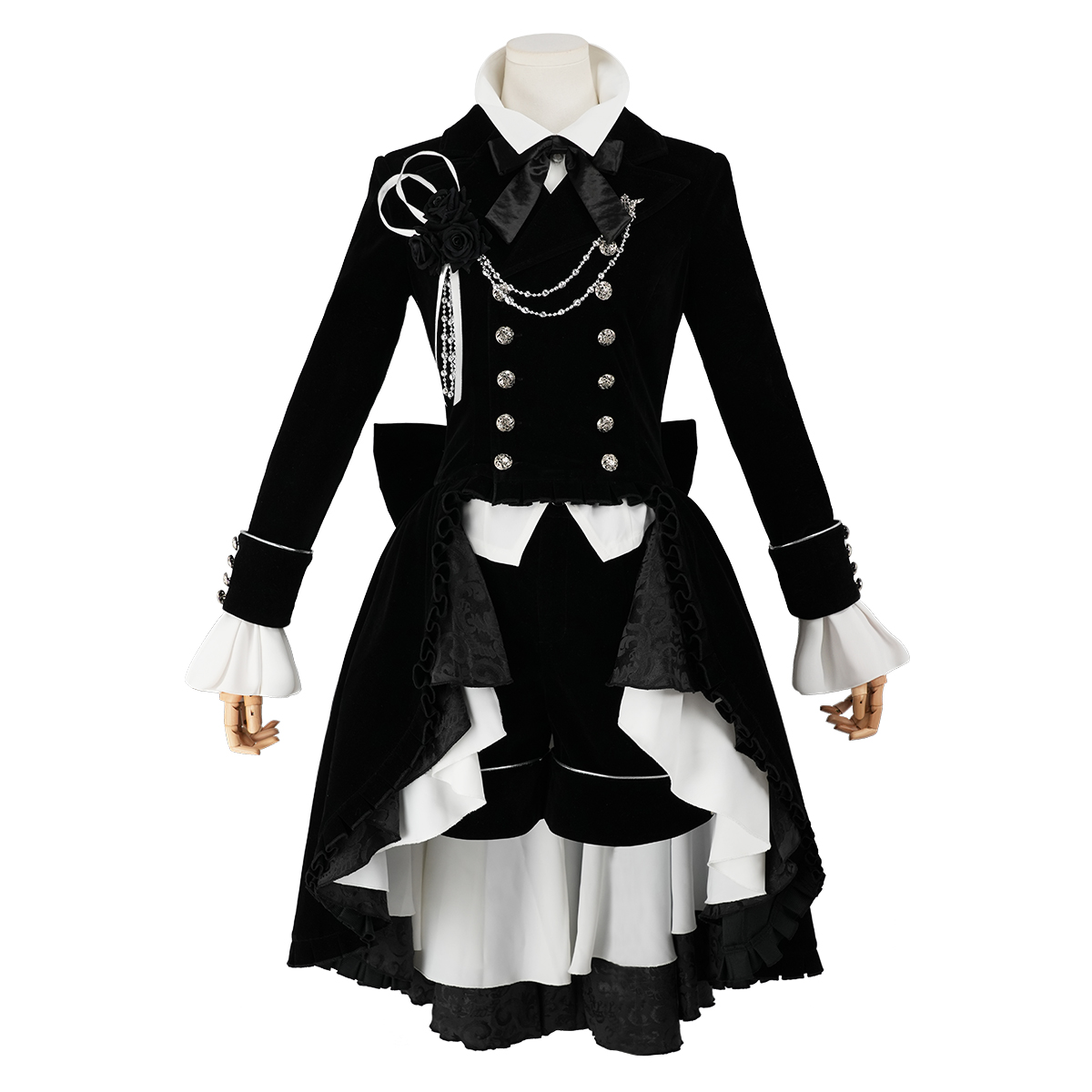HOLOUN Anime Bocchan Ciel Phantomhive Cosplay Costume Gothic Ouji Double-breasted Tailcoat Jacket Convention Halloween Christmas