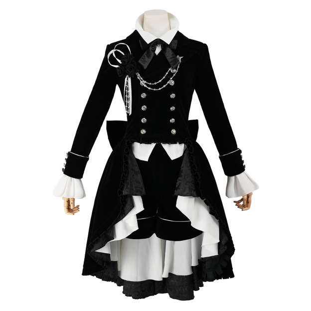 HOLOUN Anime Bocchan Ciel Phantomhive Cosplay Costume Gothic Ouji Double-breasted Tailcoat Jacket Convention Halloween Christmas