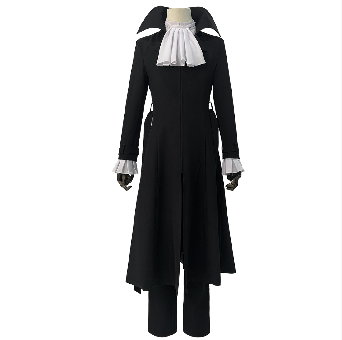 HOLOUN Bungo Anime Akutagawa Ryunosuke Cosplay Costume Wig Oversize Lining Coat Elastic Pants Shirt Belt Daily Wearing Cos
