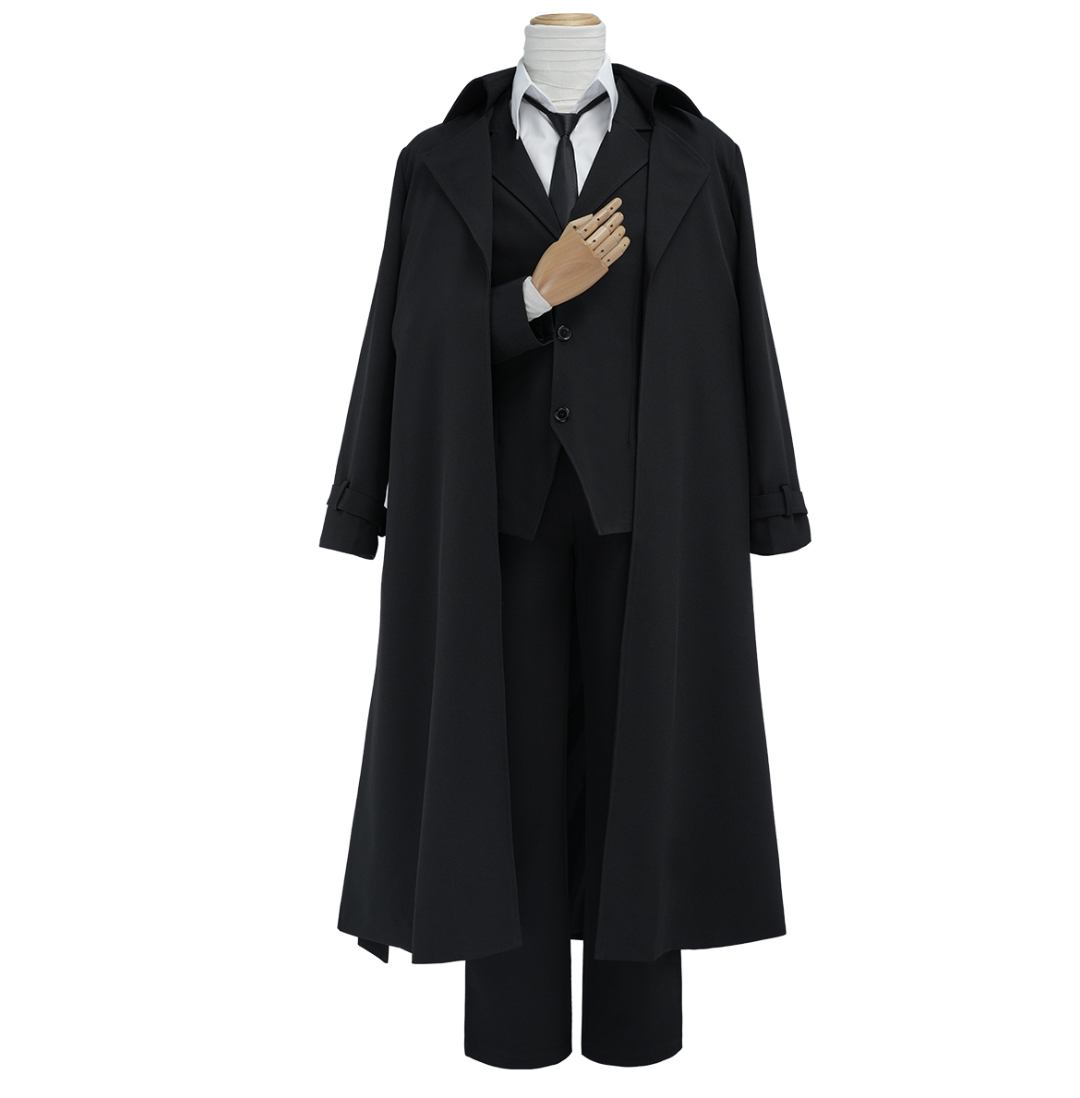HOLOUN Bungo Anime Dazai Osamu Cosplay Costume Wig Black Lining Coat Elastic Pants Shirt Tie Daily Wearing Halloween Christmas