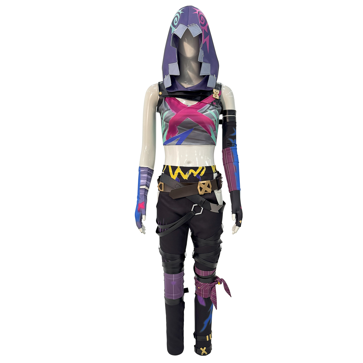 HOLOUN LOL Game Jinx Cosplay Costume Wig Scrawl Vest Pants Hat Qutfit Halloween Christmas Gift Cos Convention