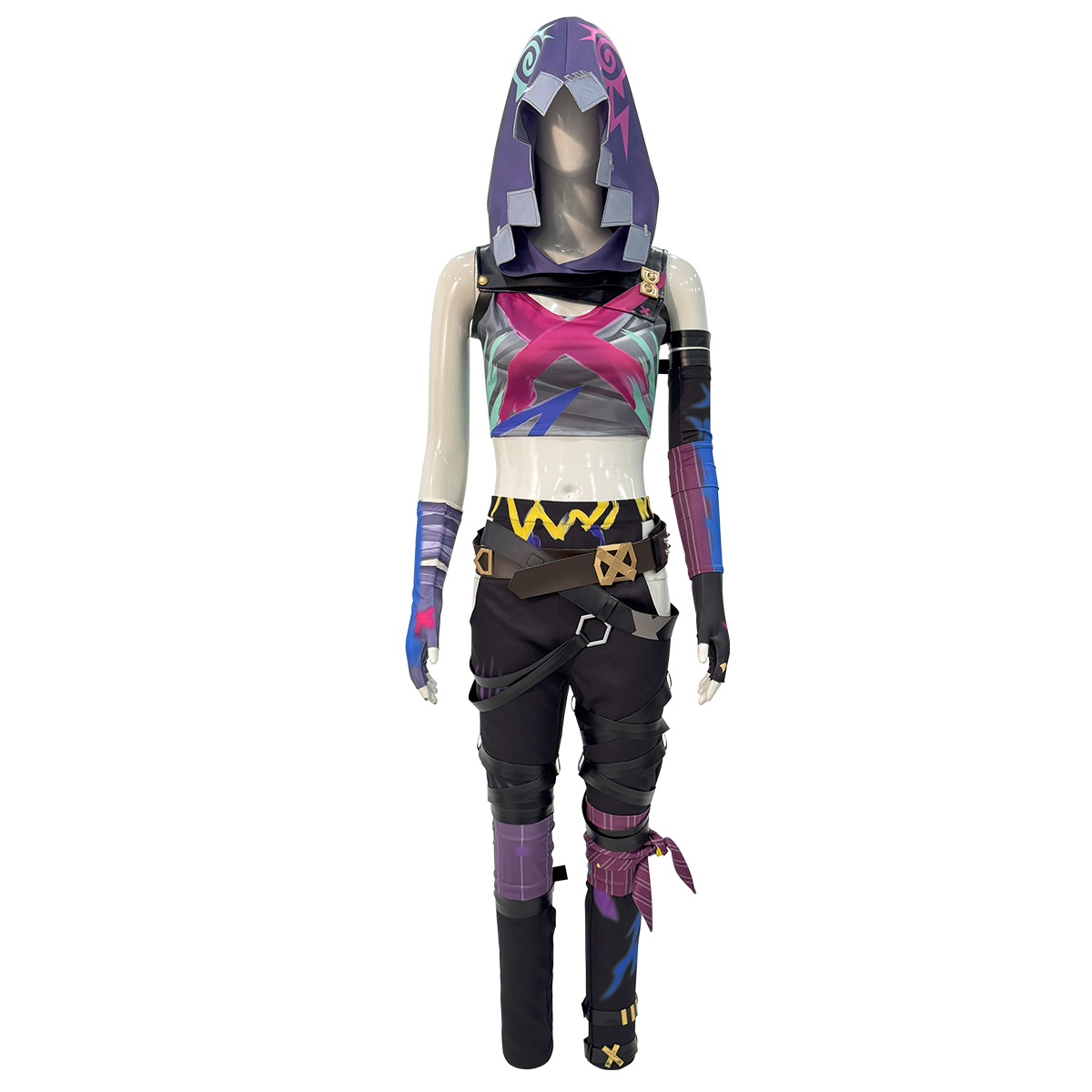 HOLOUN LOL Game Jinx Cosplay Costume Wig Scrawl Vest Pants Hat Qutfit Halloween Christmas Gift Cos Convention