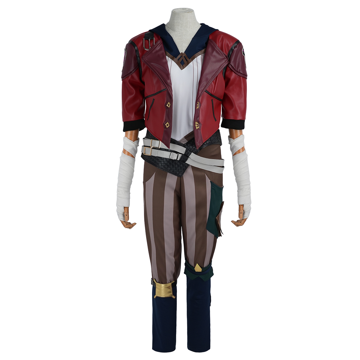HOLOUN LOL Game Vi The Piltover Enforce Cosplay Costume Wig Faux Leather Jacket  Halloween Christmas Convention Pants Vest