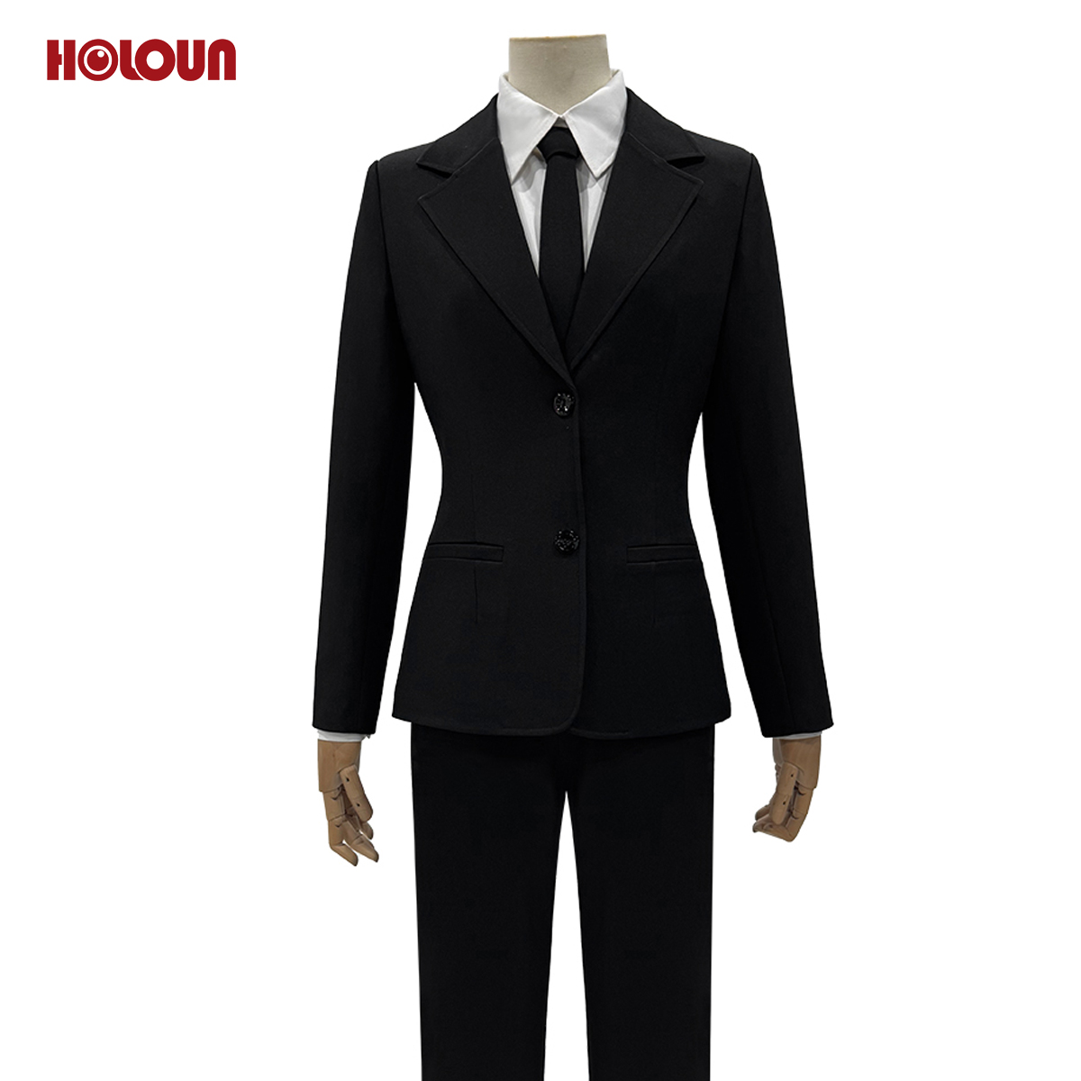 HOLOUN Chainsaw Anime Denj Aki Cosplay Costume Wig Halloween Christmas Convention Black Suit Shirt Pant Tie Daily