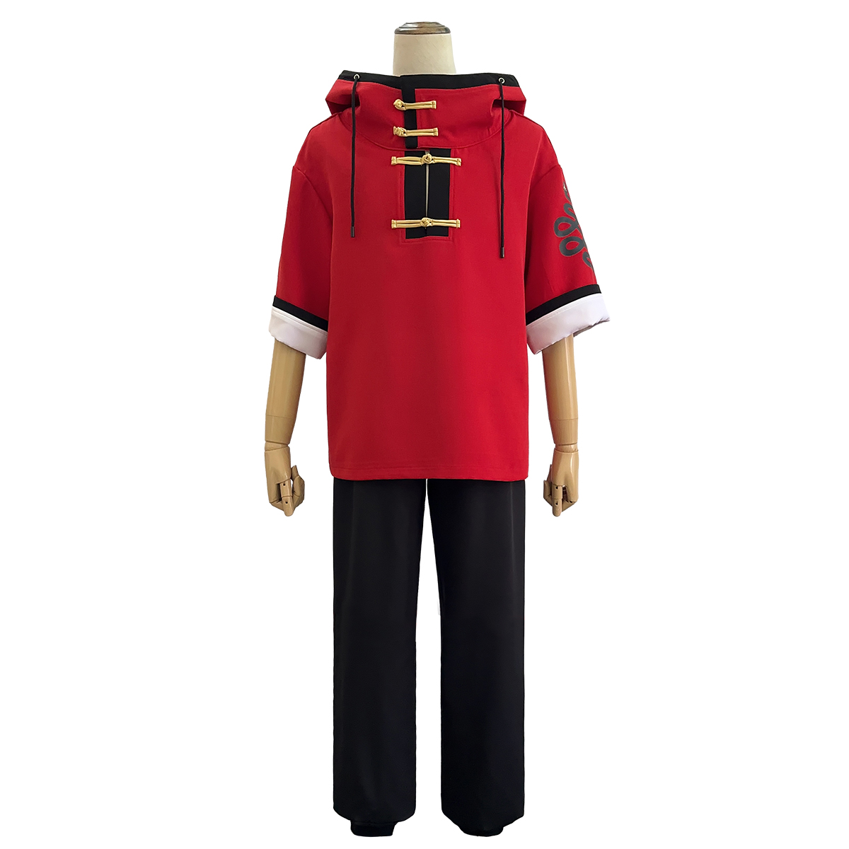 HOLOUN Gokurakugai Manga Anime Alma Cosplay Costume Wig Red Hoodie Black Pants Casual Daily Wearing Rose Net Halloween Christmas