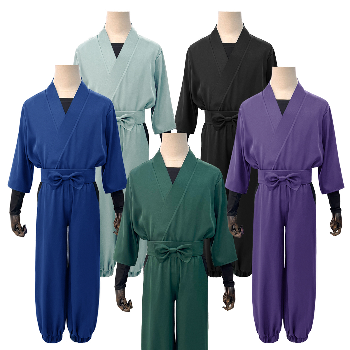 HOLOUN Nintama Rantaro Anime Ninja costume Adult Version 5 Colors Black Purple Green Blue Light Green Cos Convention Halloween