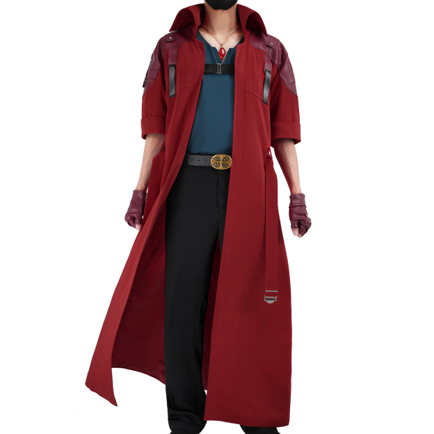 HOLOUN Devil Game Dante Cosplay Costume Faux Leather Carnival Coat T-shirt Pants Belt Gloves Necklace Cos Convention Unisex