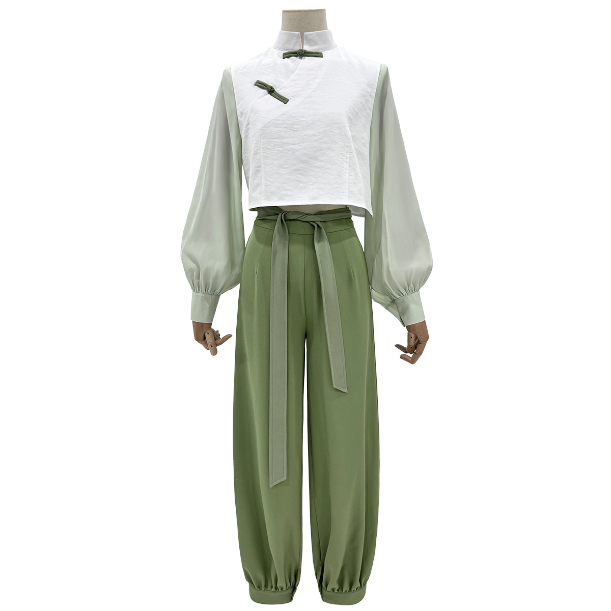 HOLOUN Xiao Hei Anime Luye Cosplay Costume White Green KungFu Top Pants Belt Animation Convention Halloween Christmas