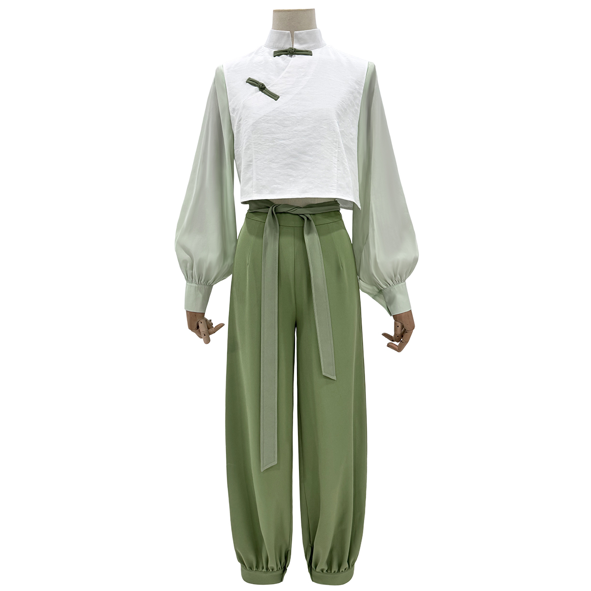 HOLOUN Xiao Hei Anime Luye Cosplay Costume White Green KungFu Top Pants Belt Animation Convention Halloween Christmas