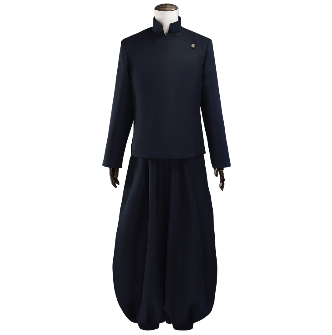 HOLOUN Jujutsu JJK Manga Anime Suguru Geto Cosplay Costume Wig Dark Blue Jacket Pants Uniform Rose Net Synthetic Fiber Halloween