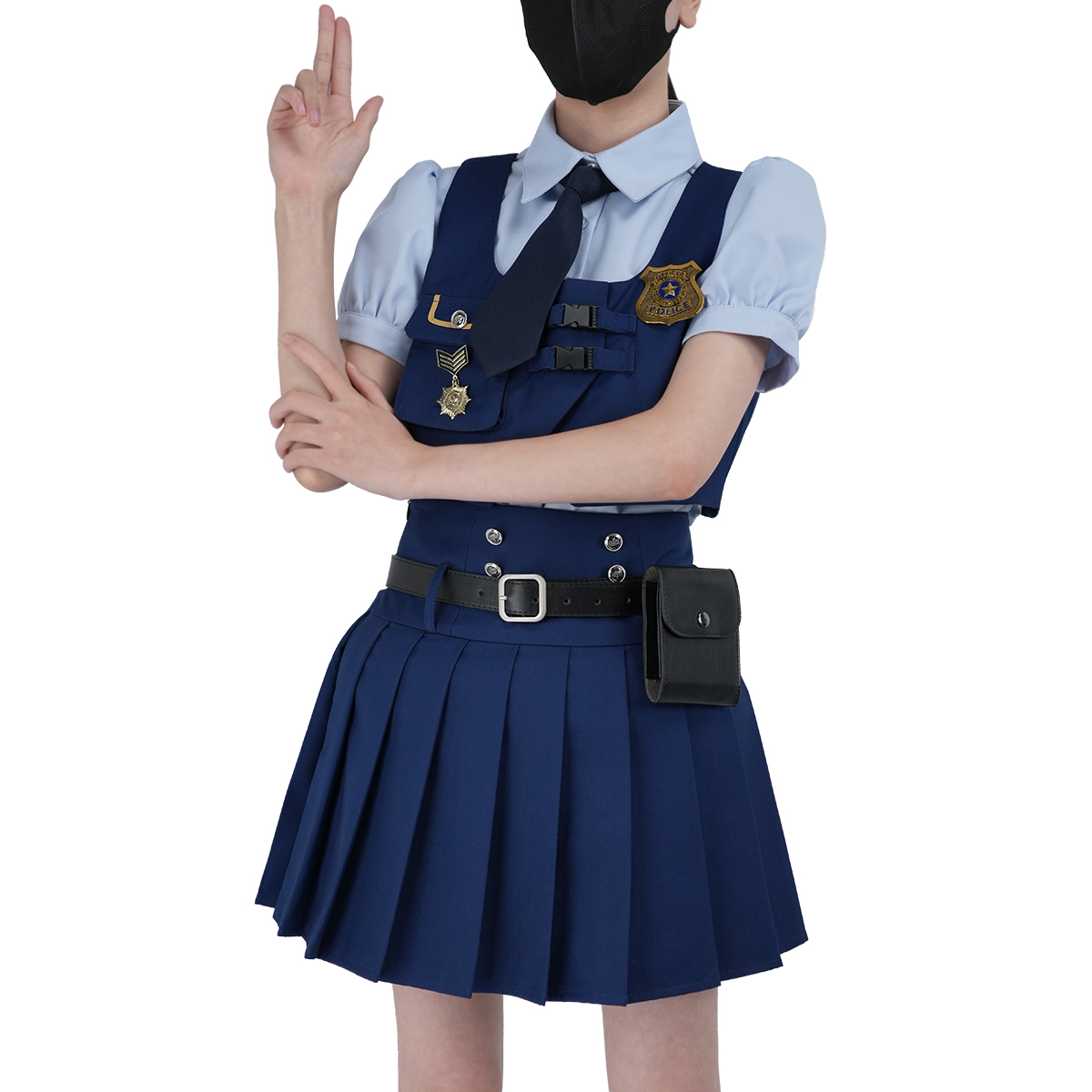 HOLOUN Zoo Movie Judith Hopps Cosplay Costume Blue Vest Shirt Skirt Halloween Christmas Animation Convention Adult Daily Wear