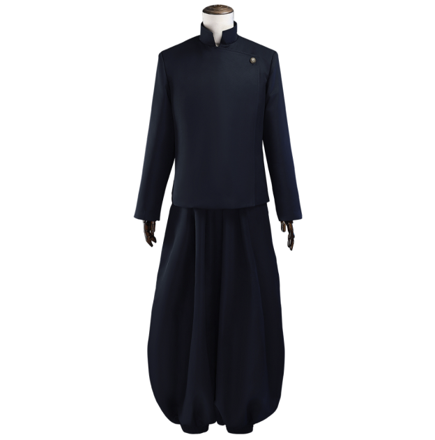 HOLOUN Jujutsu JJK Manga Anime Suguru Geto Cosplay Costume Wig Dark Blue Jacket Pants Uniform Rose Net Synthetic Fiber Halloween