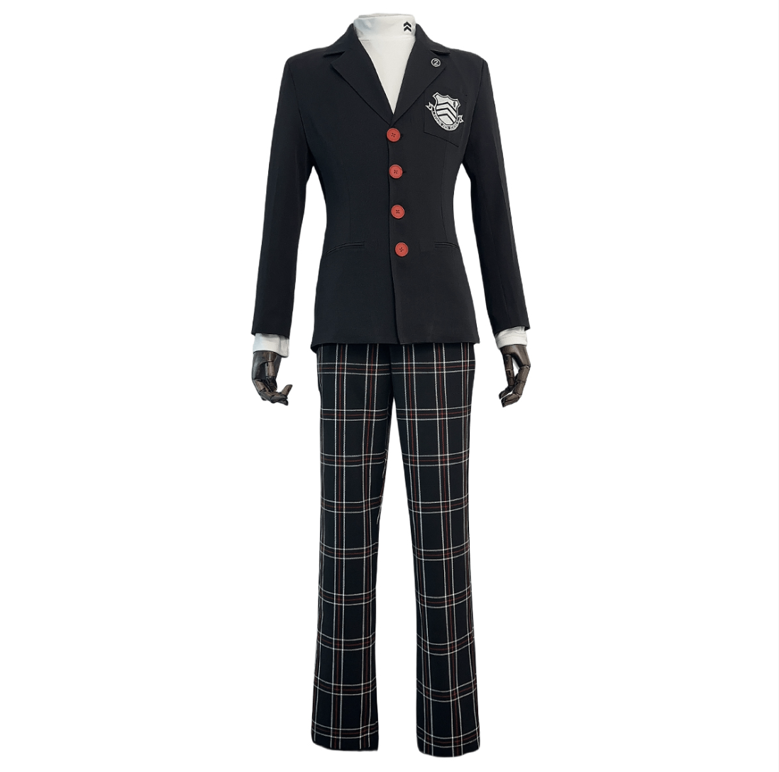 HOLOUN PS 5 Game Ren Amamiya Cosplay Costume Wig Joker School Uniform Embroidery Suit Pants Brooch Daily Wear Unisex Halloween Gift