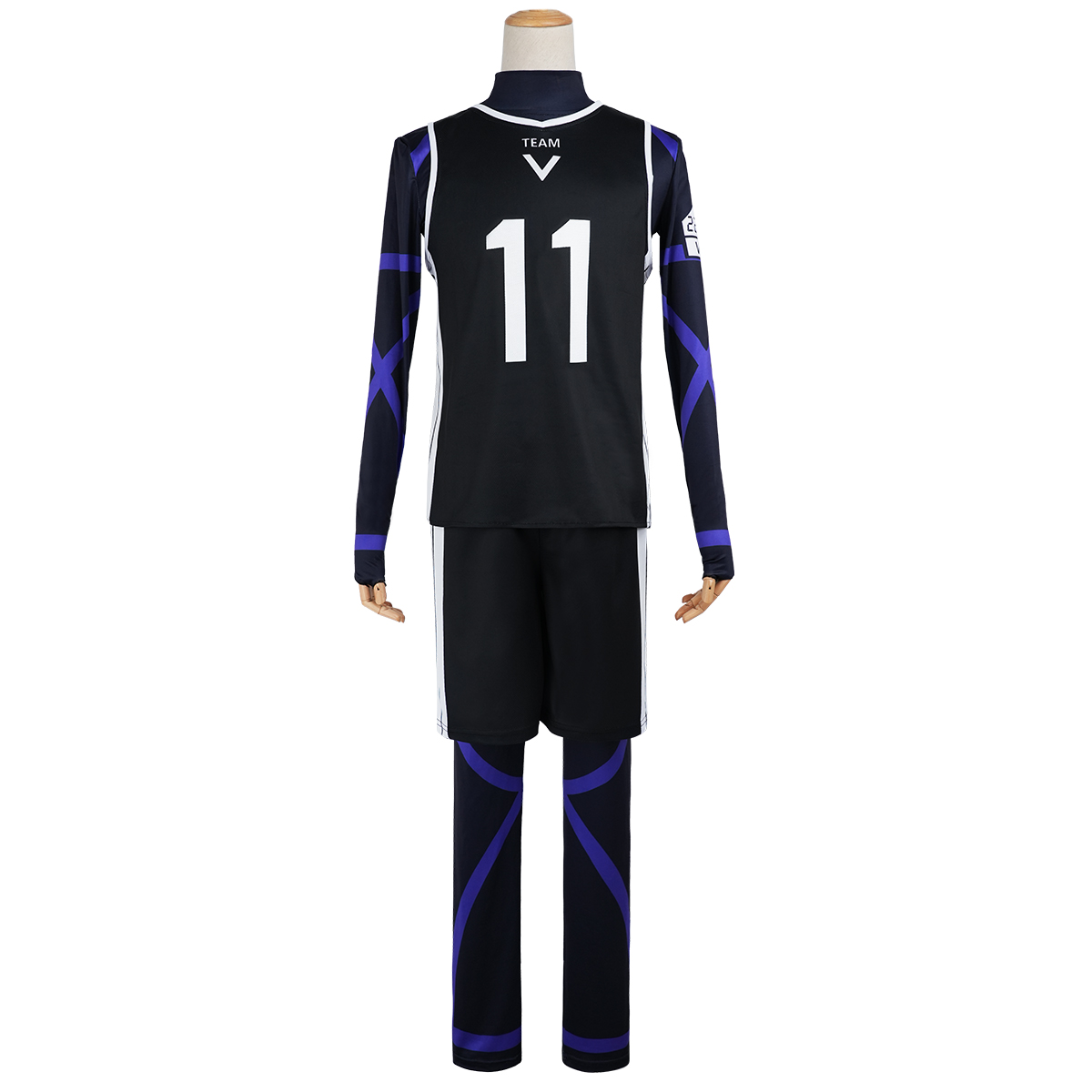 HOLOUN Blue Lock Anime Nagi Cosplay Costume Wig Jersey No.11 Black T-shirt Football Soccer Training Uniform Halloween Christmas
