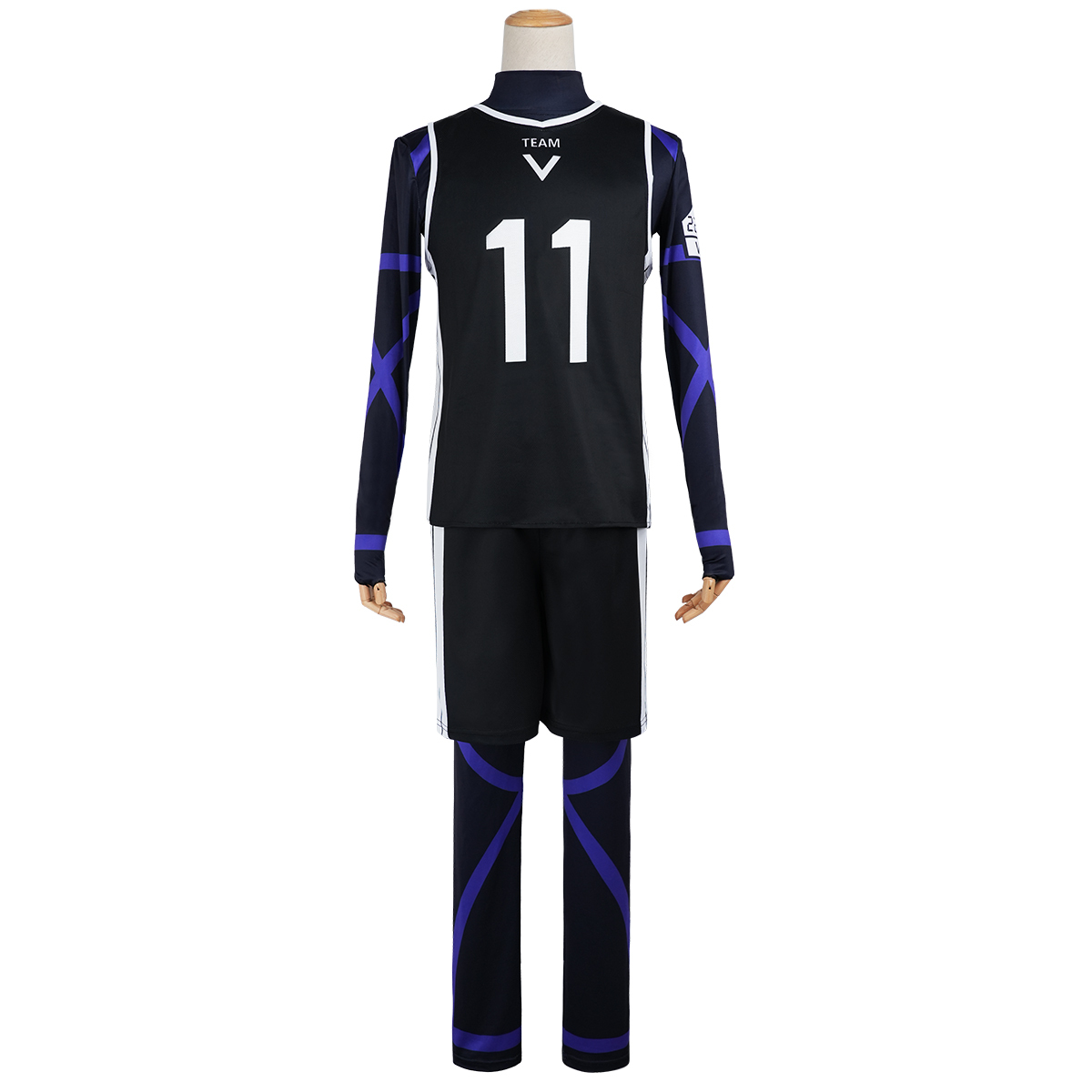 HOLOUN Blue Lock Anime Nagi Cosplay Costume Wig Jersey No.11 Black T-shirt Football Soccer Training Uniform Halloween Christmas
