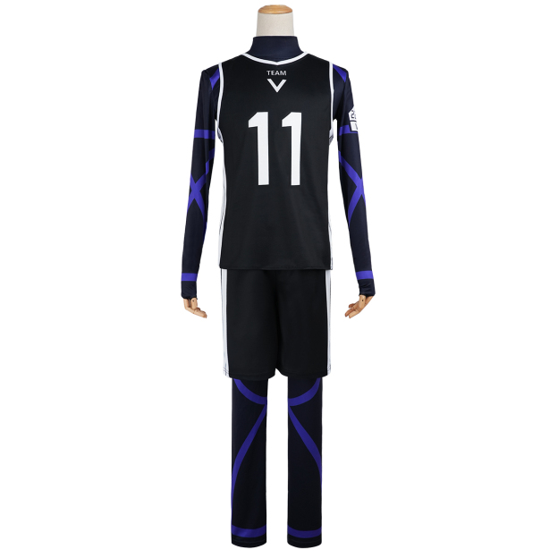 HOLOUN Blue Lock Anime Nagi Cosplay Costume Wig Jersey No.11 Black T-shirt Football Soccer Training Uniform Halloween Christmas