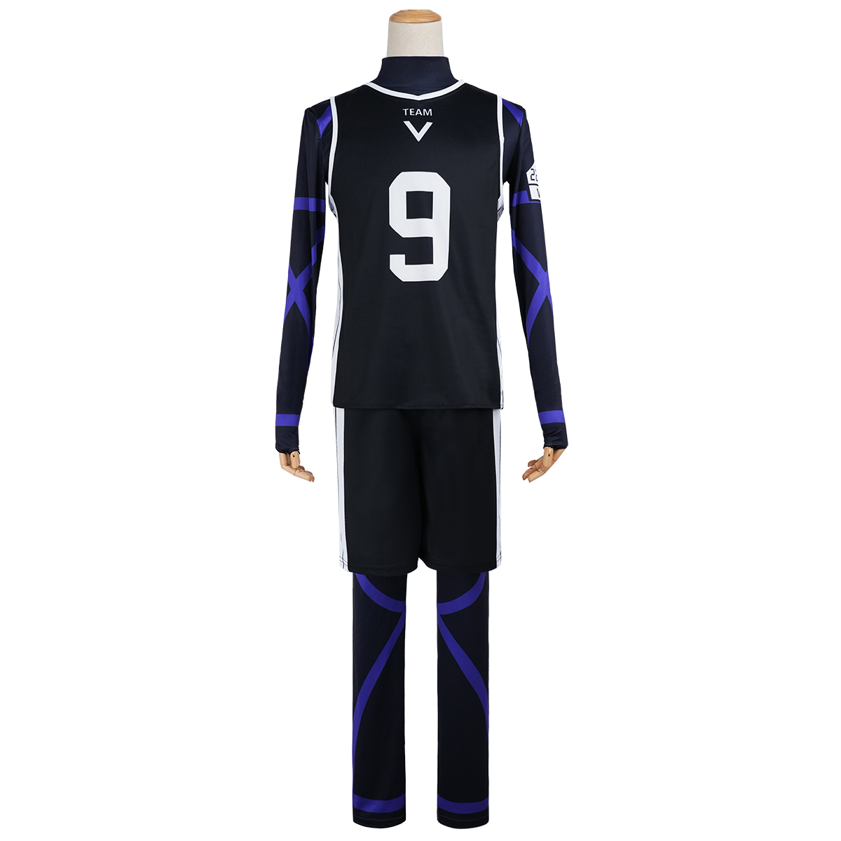 HOLOUN Anime Reo Cosplay Costume Wig Jersey No.9 Black T-shirt Football Soccer Training Uniform Halloween Christmas