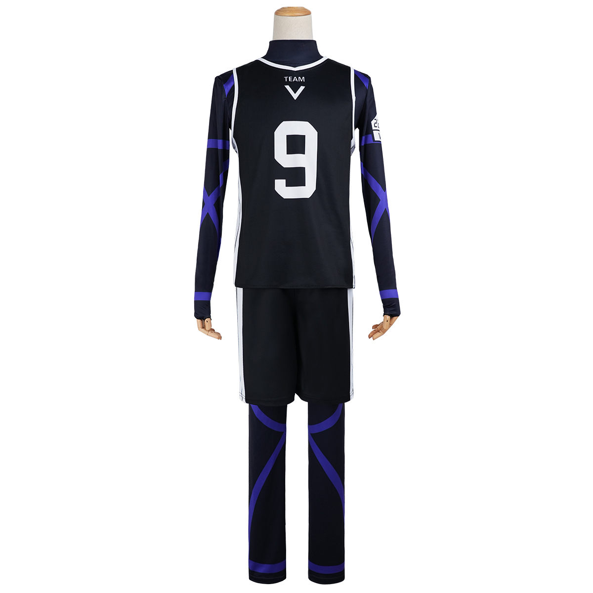 HOLOUN Anime Reo Cosplay Costume Wig Jersey No.9 Black T-shirt Football Soccer Training Uniform Halloween Christmas