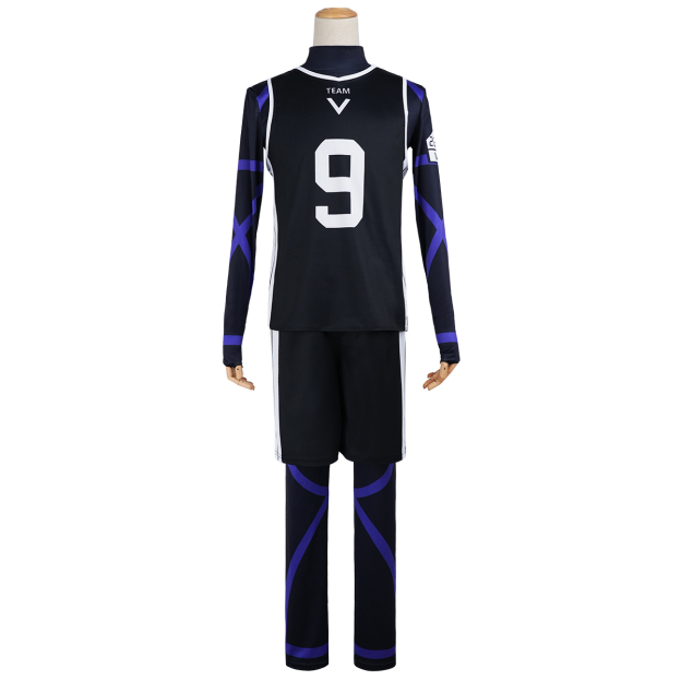 HOLOUN Anime Reo Cosplay Costume Wig Jersey No.9 Black T-shirt Football Soccer Training Uniform Halloween Christmas