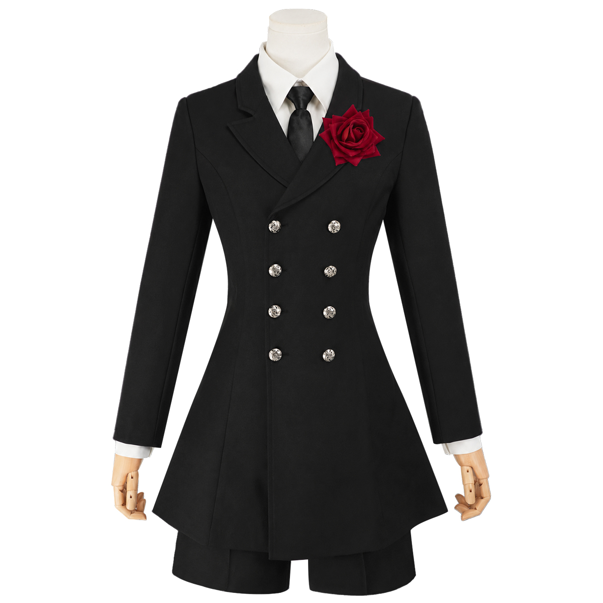 HOLOUN Anime Ciel Phantomhive Cosplay Costume Funeral Outfit Double-breasted Blazer Coat Eye Mask Convention Halloween