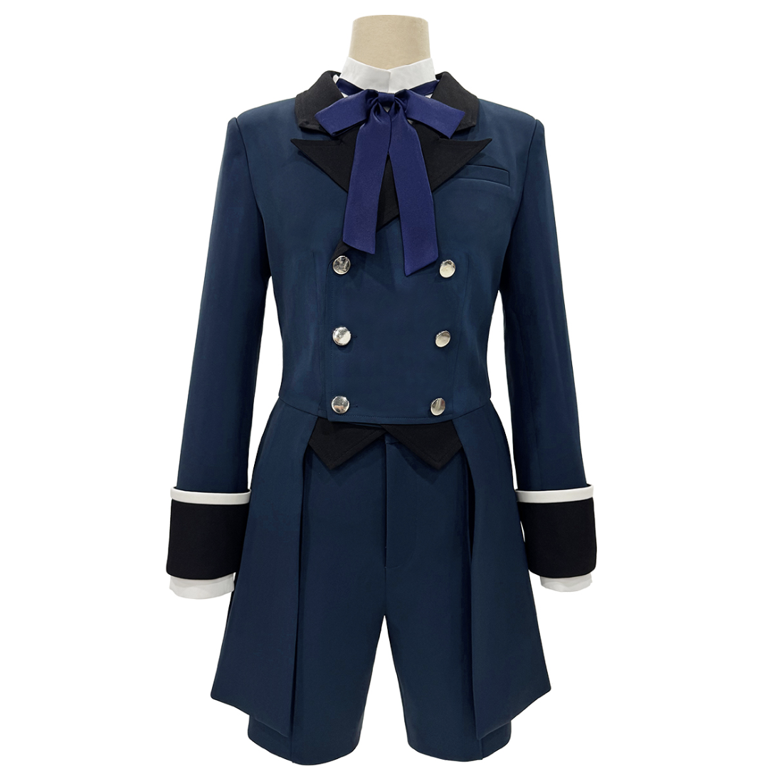 HOLOUN Butler Anime Ciel Phantomhive Cosplay Costume Dark Blue Double-Breasted Coat Short Animation Convention Daily Wear