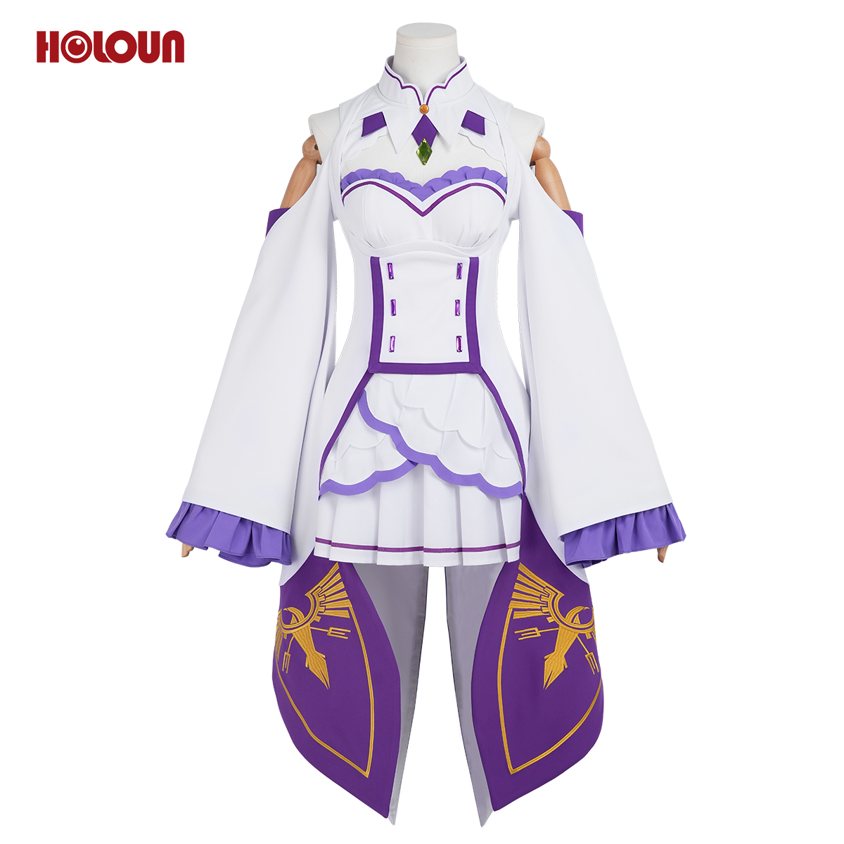 HOLOUN Emilia Cosplay Costume Wig Zero Anime Embroidery Clothes Skirt Convention Halloween Christmas Party