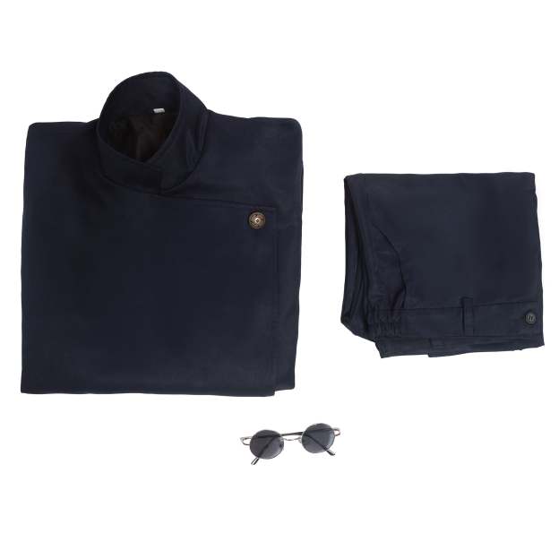 HOLOUN Jujutsu JJK Manga Anime Satoru Gojo Cosplay Costume Wig Dark Blue Jacket Pants Uniform Rose Net Halloween