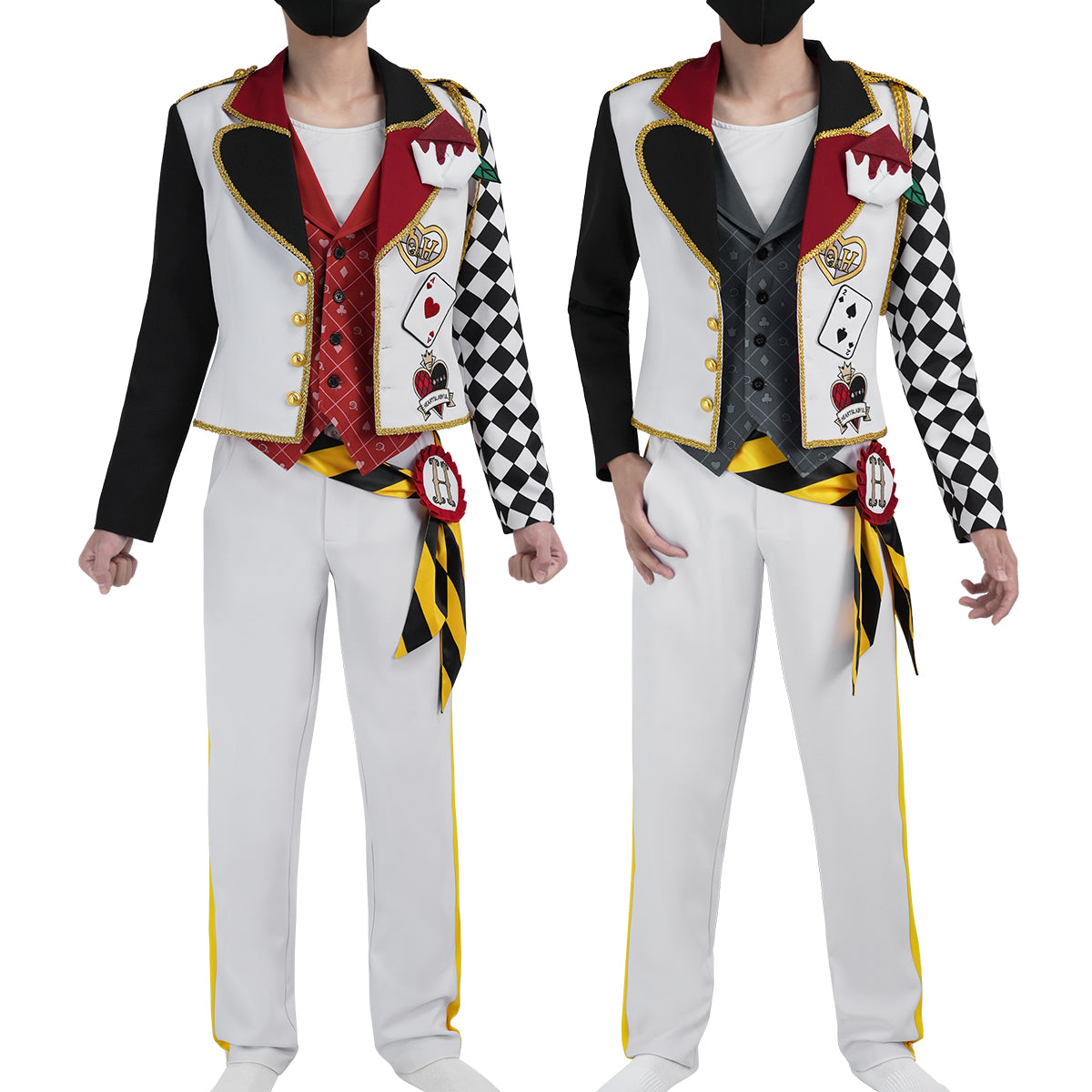 HOLOUN Twisted Game ‌Heartslabyul Cater Ace Trey Deuce Cosplay Costume Jacket Grey Red Vest Shirt Pants Convention Halloween Christmas
