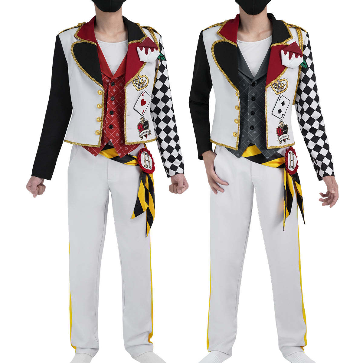 HOLOUN Twisted Game ‌Heartslabyul Cater Ace Trey Deuce Cosplay Costume Jacket Grey Red Vest Shirt Pants Convention Halloween Christmas