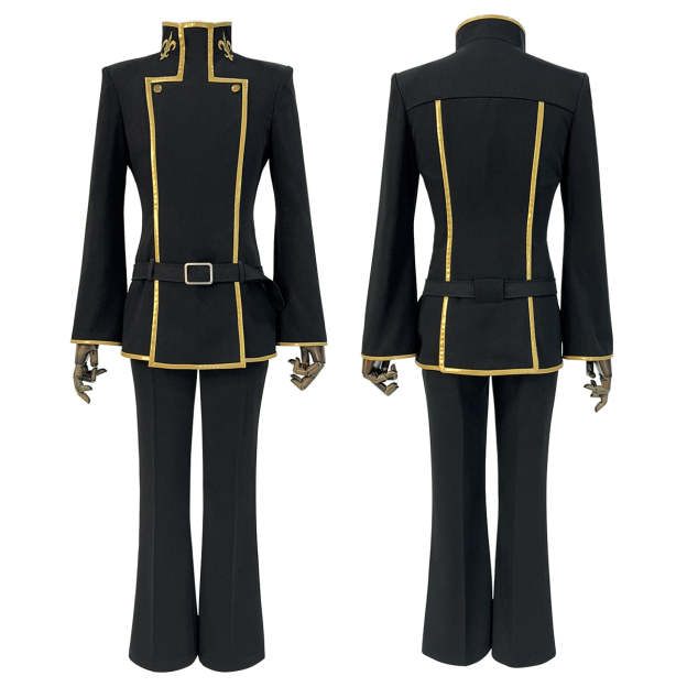 HOLOUN Anime Lelouch Lamperouge Cosplay Costume Black Jacket Pants Belt Halloween Christmas