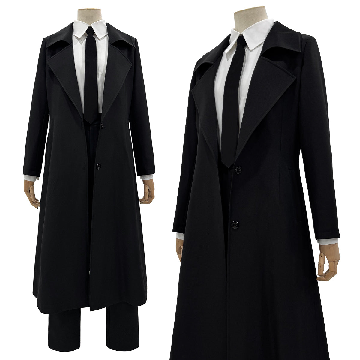 HOLOUN Chainsaw Anime Makima Cosplay Costume Wig White Shirt Black Coat Pant Tie Halloween Christmas Convention Daily Wear
