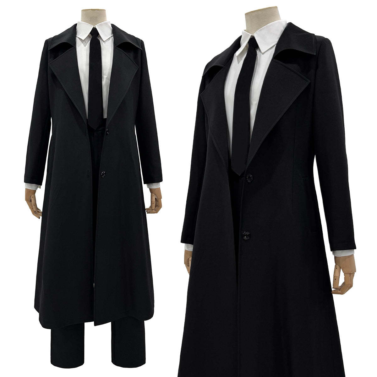 HOLOUN Chainsaw Anime Makima Cosplay Costume Wig White Shirt Black Coat Pant Tie Halloween Christmas Convention Daily Wear