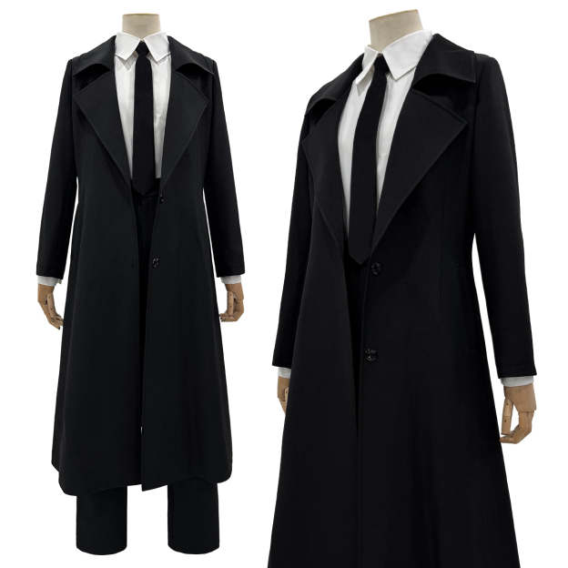 HOLOUN Chainsaw Anime Makima Cosplay Costume Wig White Shirt Black Coat Pant Tie Halloween Christmas Convention Daily Wear