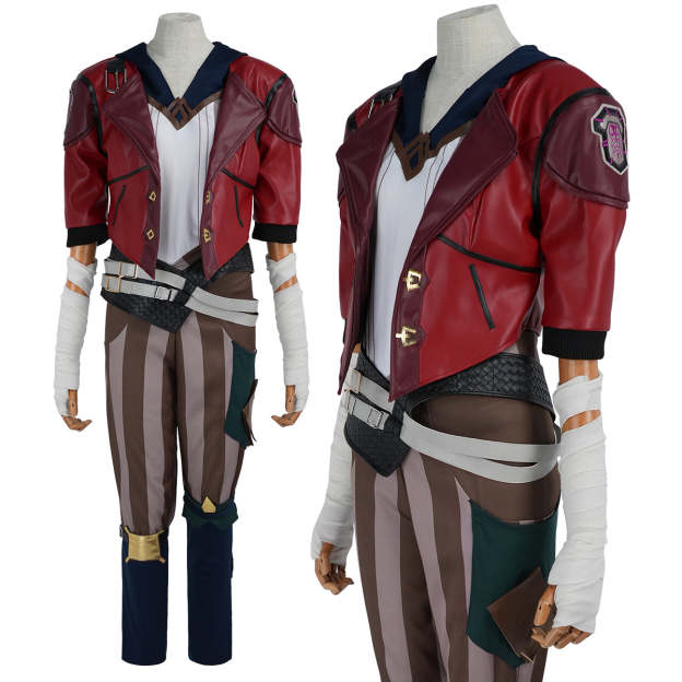HOLOUN LOL Game Vi The Piltover Enforce Cosplay Costume Wig Faux Leather Jacket  Halloween Christmas Convention Pants Vest