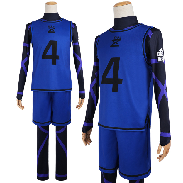 HOLOUN Blue Lock Anime Cosplay Costume No.4 Chigiri T-shirt Football Soccer Training Uniform Halloween Christmas Gift New