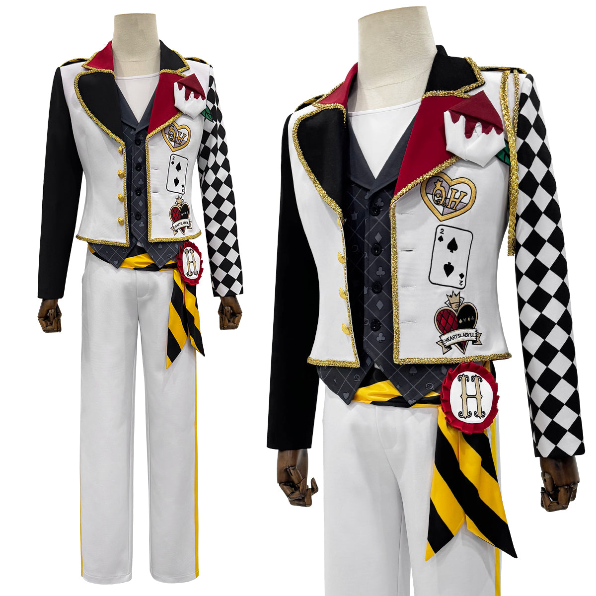 HOLOUN Twisted Game ‌Heartslabyul Cater Ace Trey Deuce Cosplay Costume Jacket Grey Red Vest Shirt Pants Convention Halloween Christmas